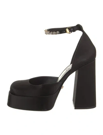 Pre-owned Versace Satin D'orsay Pumps In Black