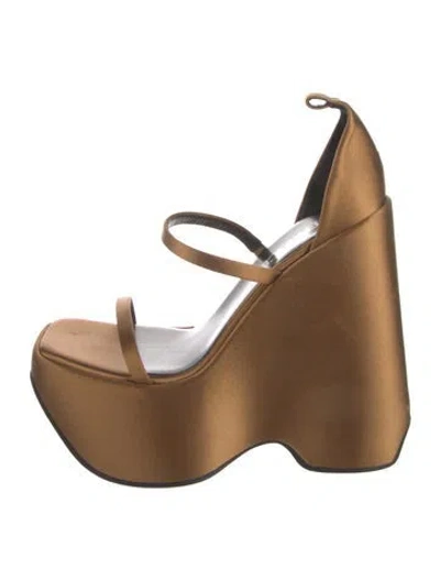 Pre-owned Versace Satin D'orsay Pumps In Brown