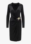 Versace Black Medusa Plaque Midi Dress In Black