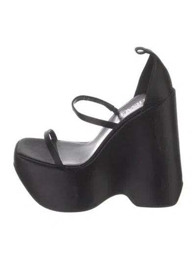 Pre-owned Versace Satin Gladiator Sandals In Black