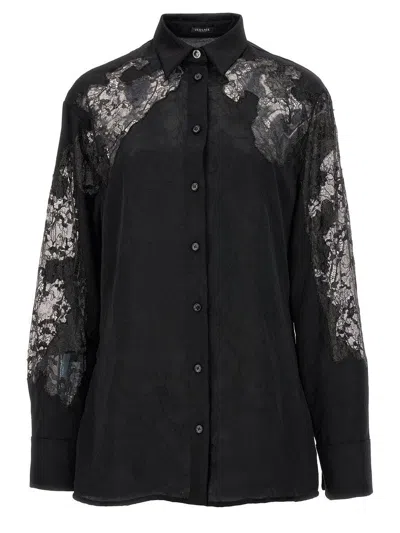 Versace Satin Lace Shirt In Black