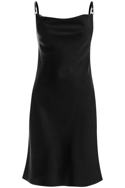 Versace Satin Mini Dress With Safety Pin Detail In Black