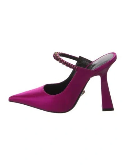 Pre-owned Versace Satin Mules In Purple