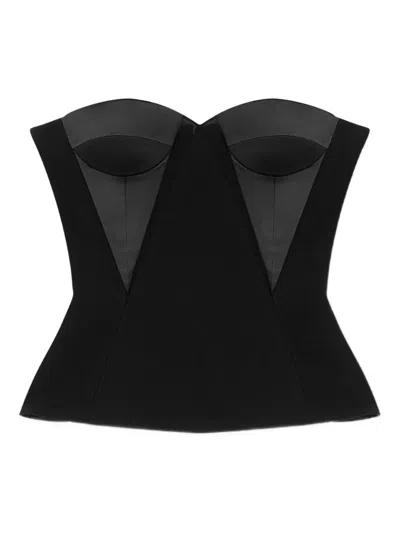 Versace Satin-panelled Bustier Top In Black