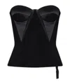 Versace Satin-panelled Bustier Top In Black