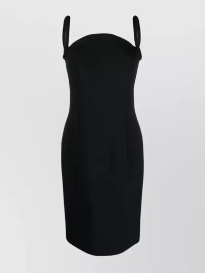 Versace Satin Pencil Midi Dress In Black