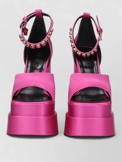 Versace Satin Platform Sandals In Pink