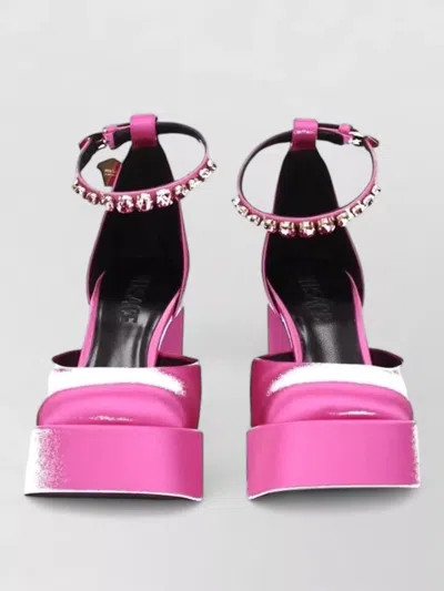 Versace Satin Platform Sandals In Multi