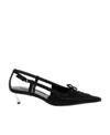 Versace Satin Rhinestone Slingback In Black