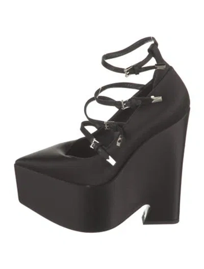 Pre-owned Versace Satin Pumps In Black