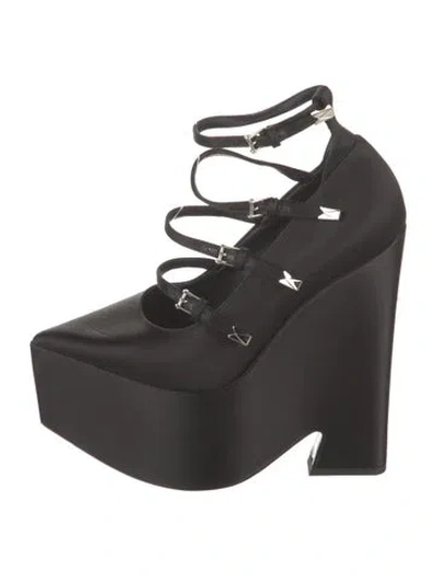 Pre-owned Versace Satin Pumps In Black