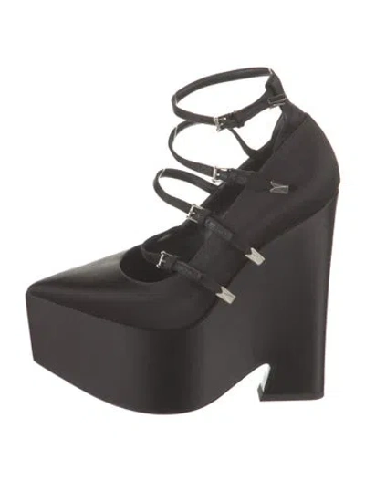 Pre-owned Versace Satin Pumps In Black