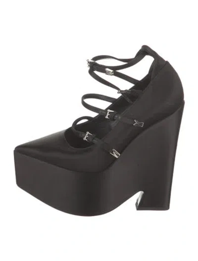 Pre-owned Versace Satin Pumps In Black