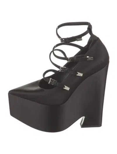 Pre-owned Versace Satin Pumps In Black
