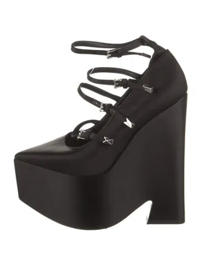 Pre-owned Versace Satin Pumps In Black