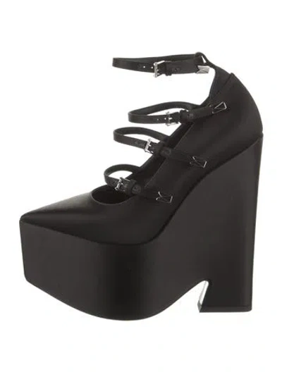 Pre-owned Versace Satin Pumps In Black