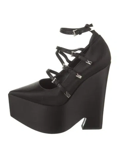 Pre-owned Versace Satin Pumps In Black