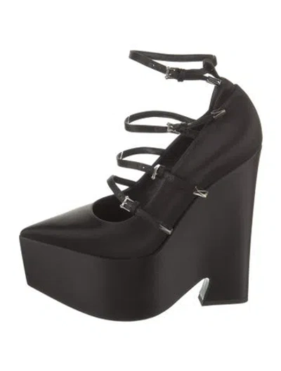 Pre-owned Versace Satin Pumps In Black