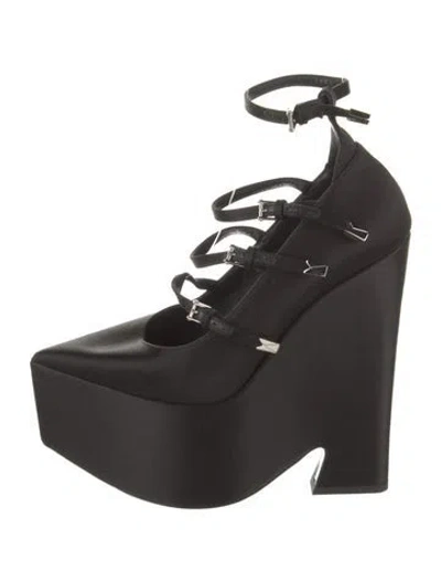 Pre-owned Versace Satin Pumps In Black