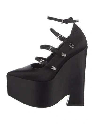 Pre-owned Versace Satin Pumps In Black