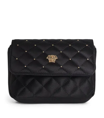 Versace Kids' Satin Quilted Handbag In Black