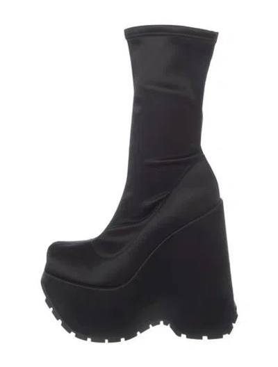 Pre-owned Versace Satin Rain Boots In Black