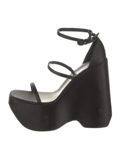 Pre-owned Versace Satin Sandals In Black