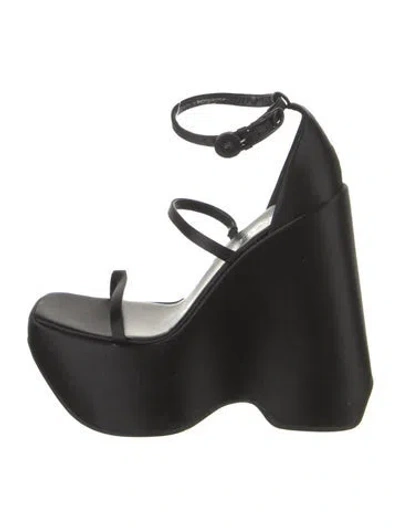 Pre-owned Versace Satin Sandals In Black