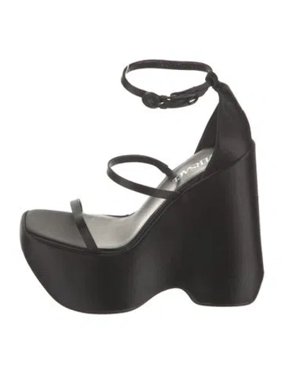 Pre-owned Versace Satin Sandals In Black