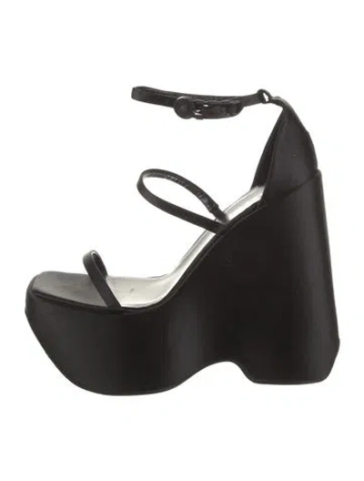 Pre-owned Versace Satin Sandals In Black