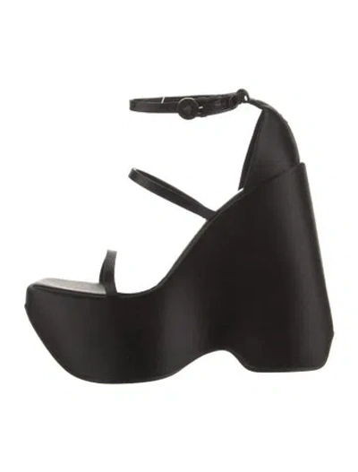 Pre-owned Versace Satin Sandals In Black