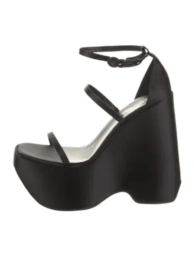 Pre-owned Versace Satin Sandals In Black