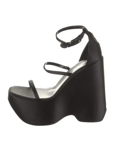Pre-owned Versace Satin Sandals In Black