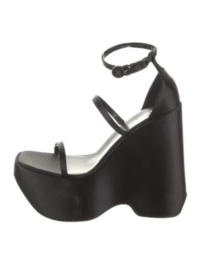 Pre-owned Versace Satin Sandals In Black