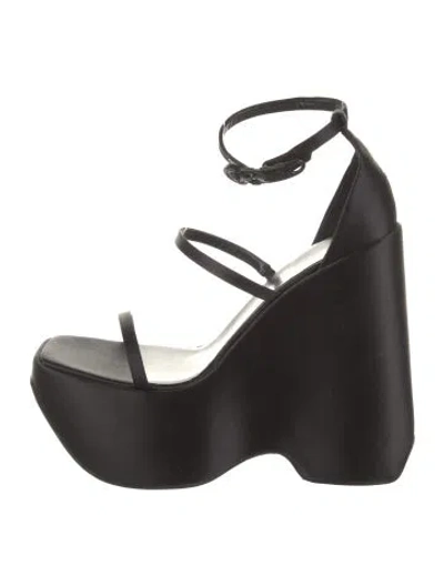 Pre-owned Versace Satin Sandals In Black