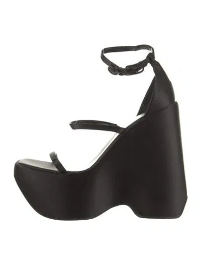 Pre-owned Versace Satin Sandals In Black
