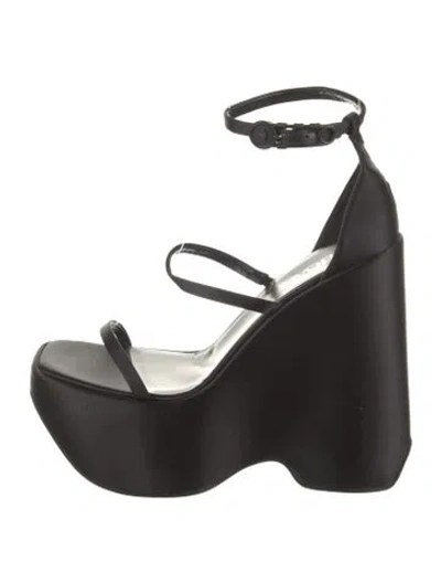 Pre-owned Versace Satin Sandals In Black
