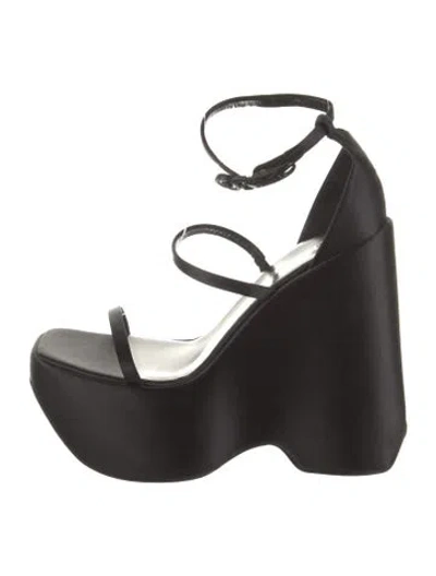 Pre-owned Versace Satin Sandals In Black