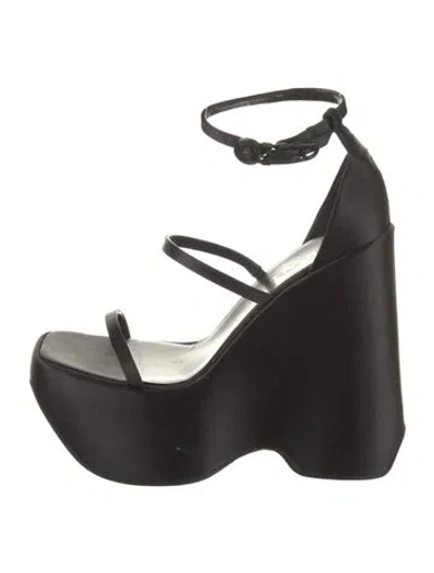 Pre-owned Versace Satin Sandals In Black