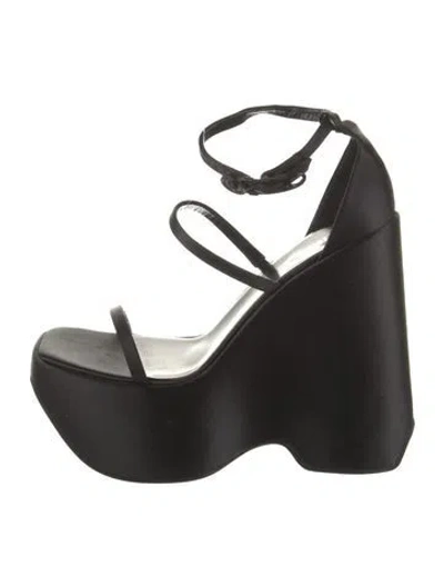 Pre-owned Versace Satin Sandals In Black