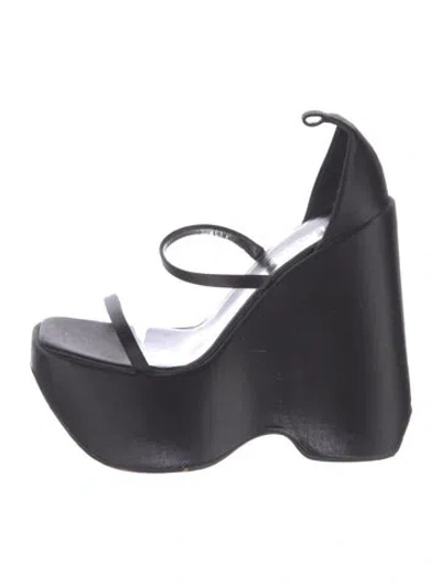 Pre-owned Versace Satin Sandals In Black