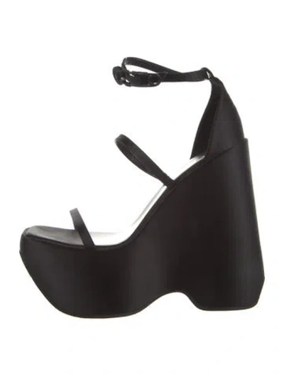 Pre-owned Versace Satin Sandals In Black