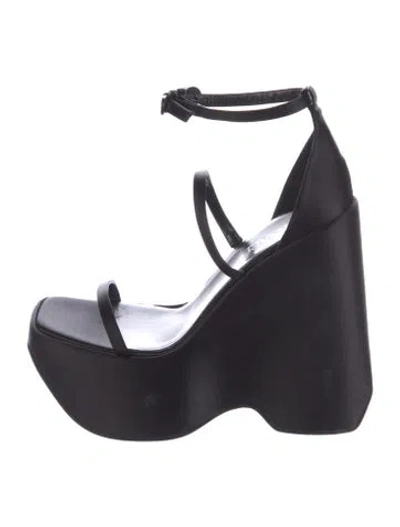 Pre-owned Versace Satin Sandals In Black