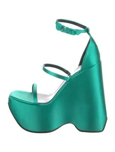 Pre-owned Versace Satin Sandals In Green