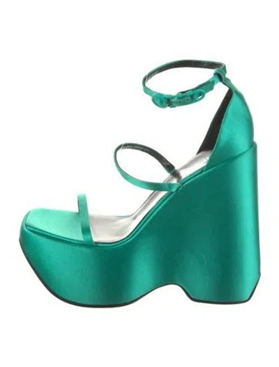 Pre-owned Versace Satin Sandals In Green
