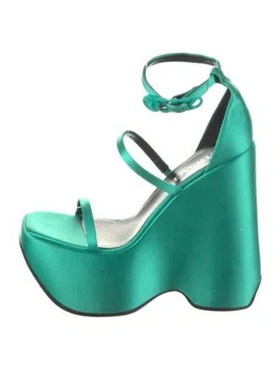 Pre-owned Versace Satin Sandals In Green