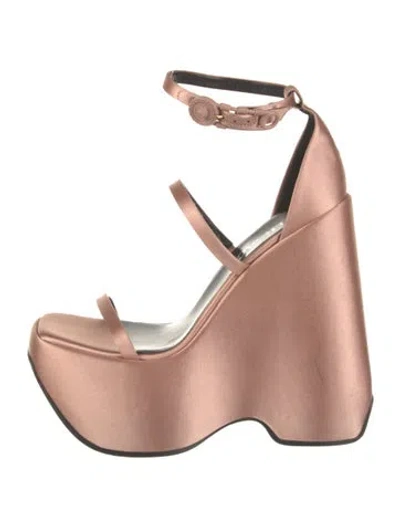 Pre-owned Versace Satin Sandals In Neutral