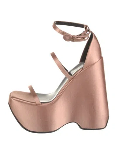 Pre-owned Versace Satin Sandals In Neutral