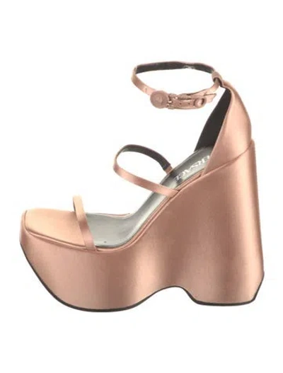 Pre-owned Versace Satin Sandals In Orange