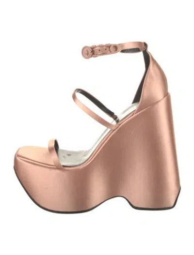 Pre-owned Versace Satin Sandals In Orange